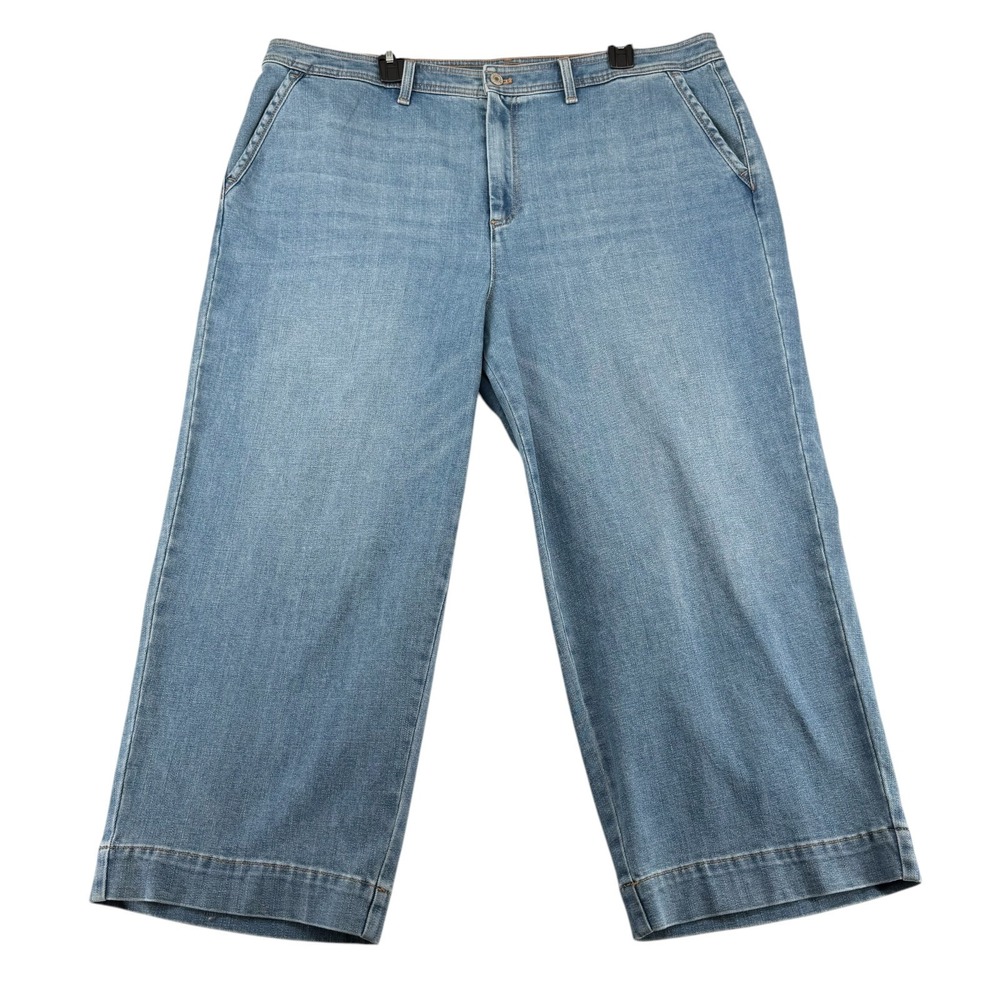 Talbots Flawless High-Waist Wide Crop Jeans Women Plus 20W Blue Stretch Cotton